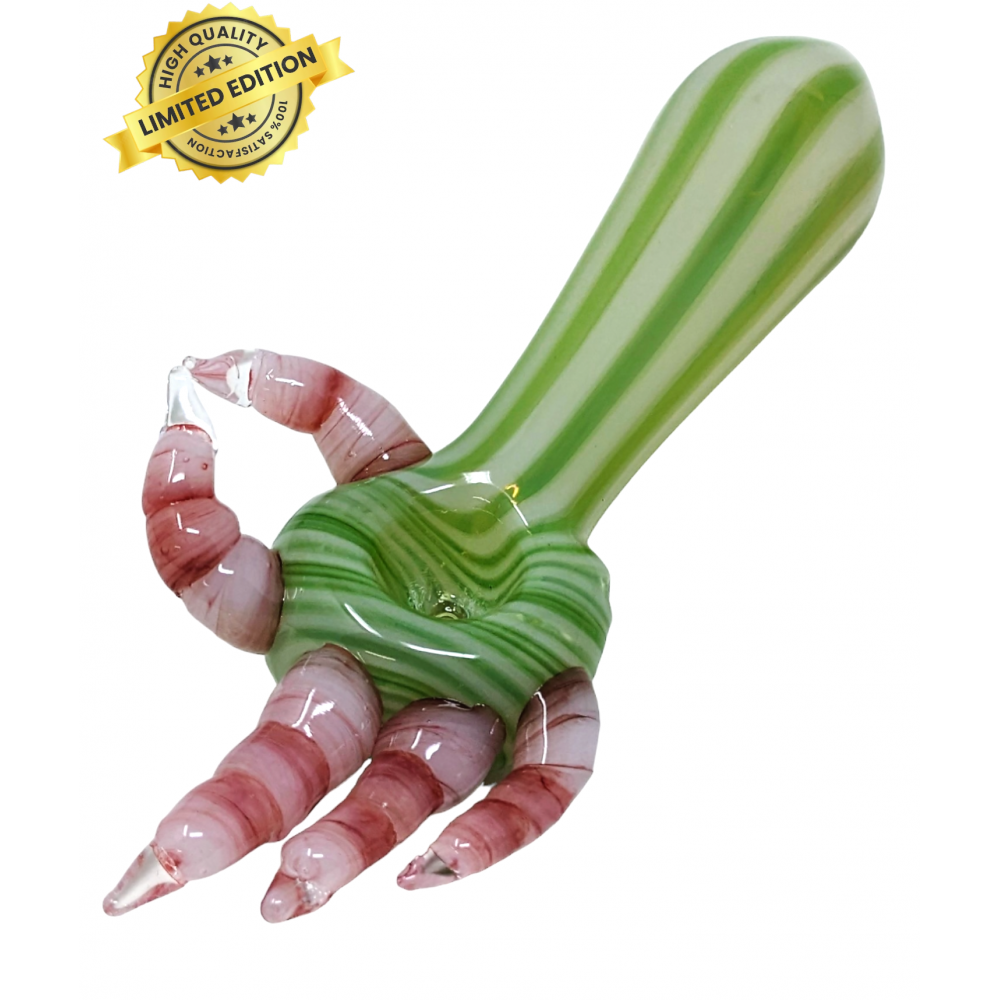 Limited Edition 6" Hand Shape Glass Hand Pipe HandBlown Glass